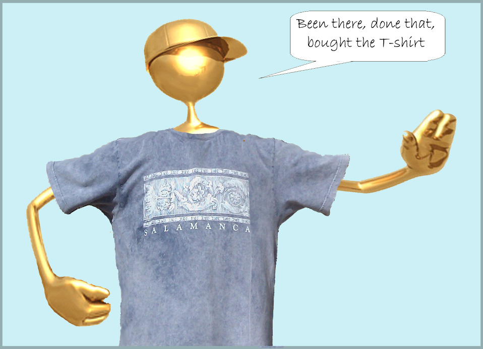 Gold stick man dressed in Webmaster's T-shirt